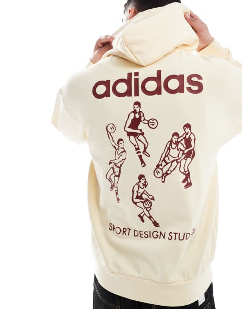 adidas Originals - WH - Hoodie in warm vanille / vervaagd robijnrood - view 1