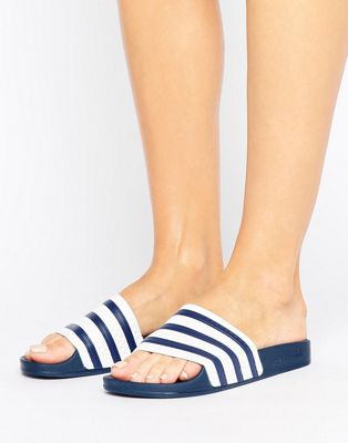 Navy Adilette Slider Sandals | ASOS