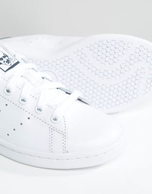 adidas originals white and navy stan smith sneakers