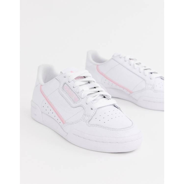 Adidas originals continental 80 vulc sale trainer in white and pink