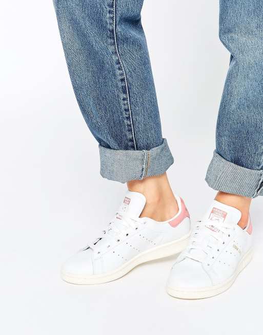 Adidas white & 2025 pink stan smith trainers