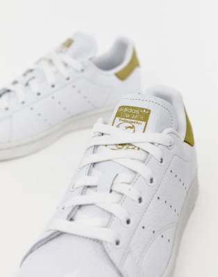 adidas originals white and yellow stan smith trainers