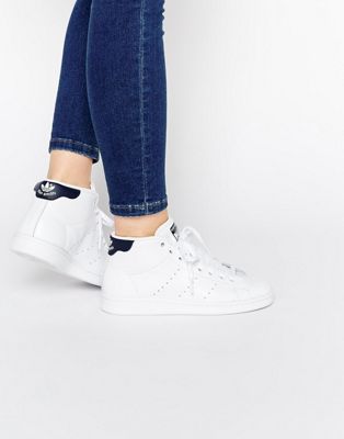adidas Originals White \u0026 Black Stan Smith Mid Top Sneakers | ASOS