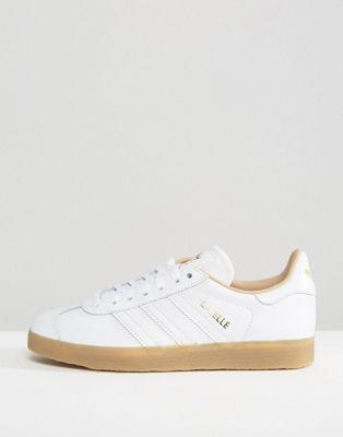 white leather adidas gazelle womens