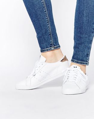 adidas Originals White Miss Stan With Leopard Print Back Trainers | ASOS