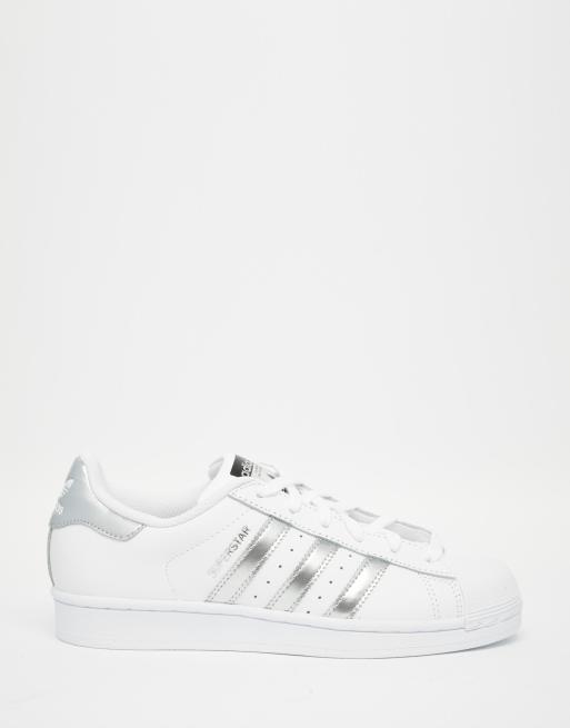 Adidas Originals White Silver Superstar Sneakers | lupon.gov.ph