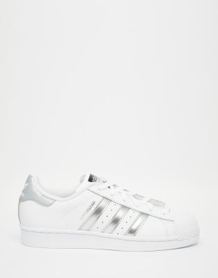 adidas white and silver trainers