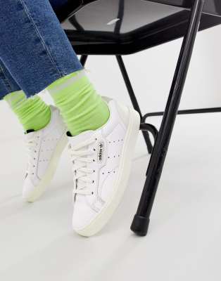 adidas originals white sleek sneakers