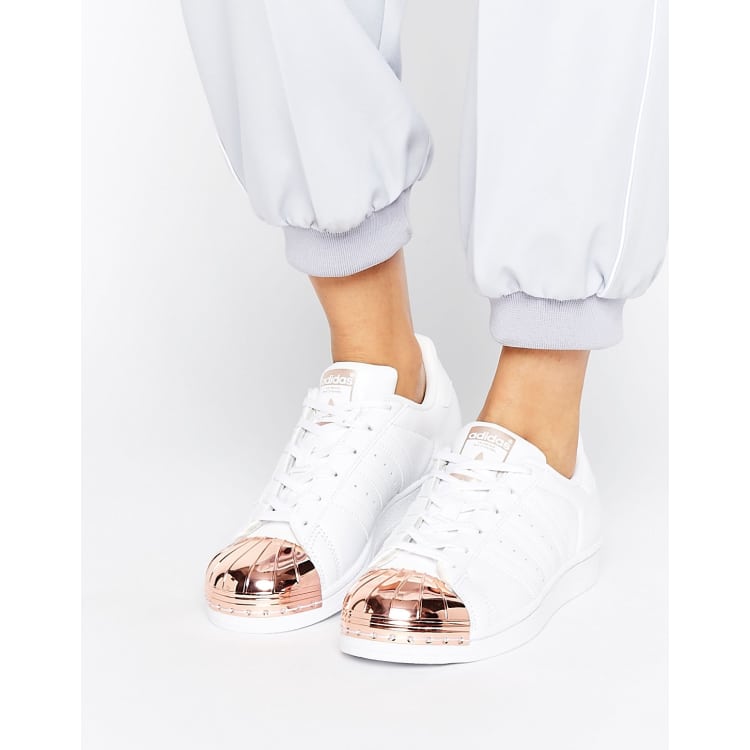 White and rose hot sale gold adidas shoes