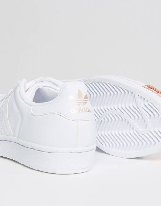 White adidas shoes outlet with rose gold