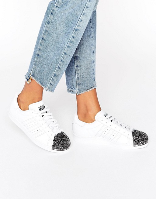 Adidas | adidas Originals White Superstar Trainers With Silver Metal ...