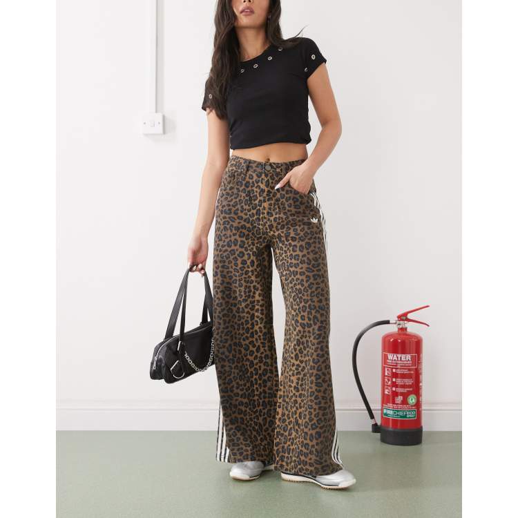 adidas Originals wide leg denim jeans in leopard print | ASOS