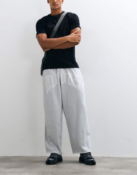 adidas Originals wide leg graphic joggers in grey - view 1