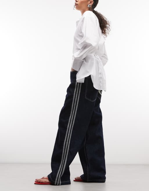 adidas Originals wide leg jeans in dark indigo | ASOS