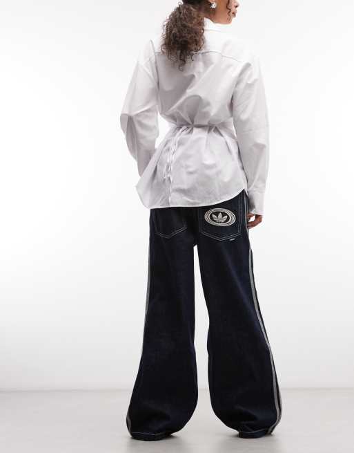 adidas Originals wide leg jeans in dark indigo | ASOS