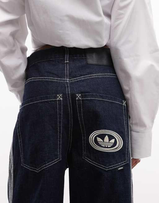 adidas Originals wide leg jeans in dark indigo | ASOS