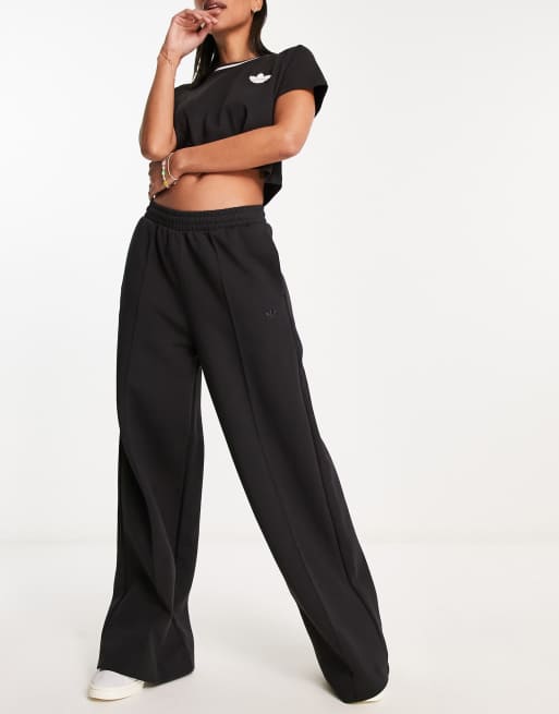 adidas Originals wide leg joggers in black ASOS