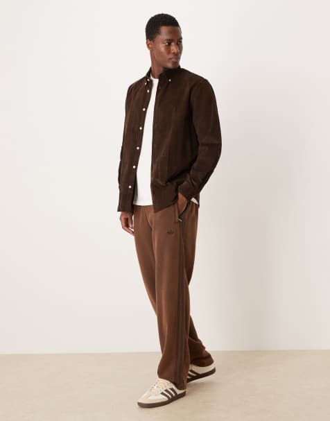 adidas Originals wide leg joggers in washed brown