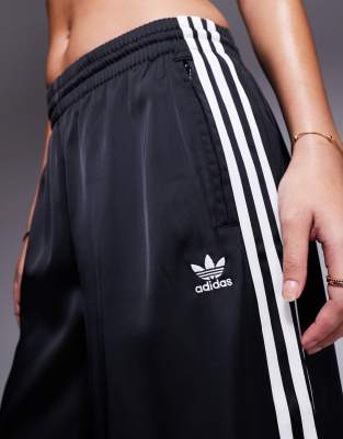 adidas Originals wide leg satin trackies in black