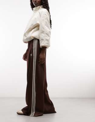 adidas Originals wide leg satin trackies in brown