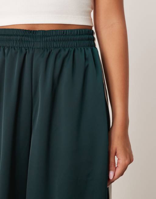adidas Originals wide leg satin joggers in green