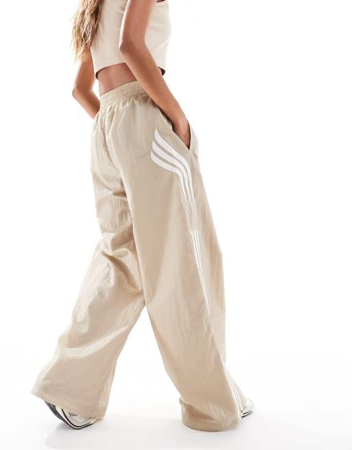 adidas Originals wide leg track pants in beige