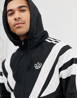 adidas originals windbreaker jacket with 3 stripes in black
