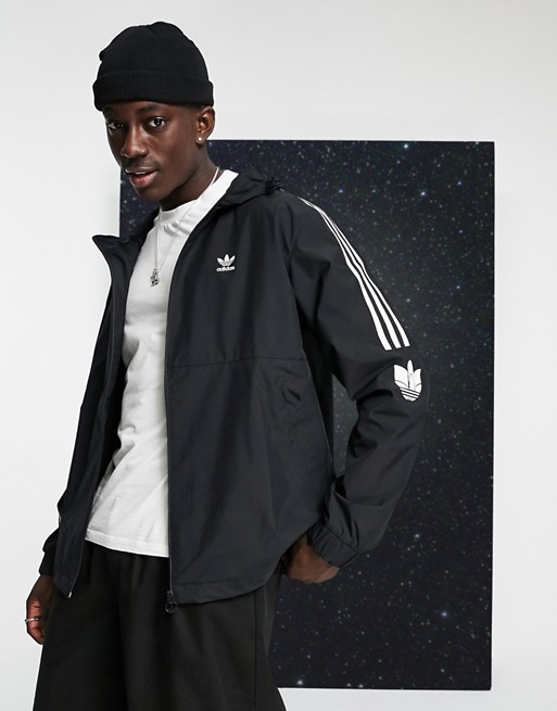 adidas Originals windbreaker jacket with 3D trefoil in black