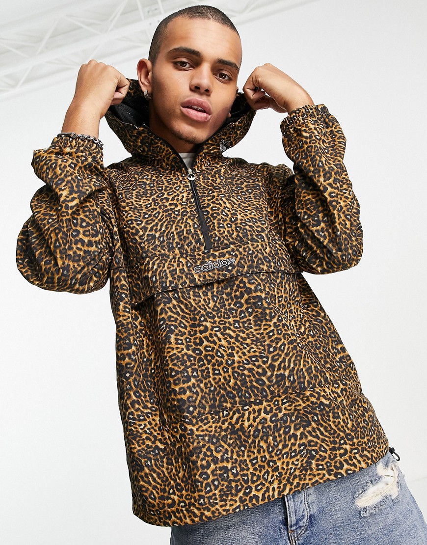 Adidas Originals - Windjack met luipaardprint-Zwart