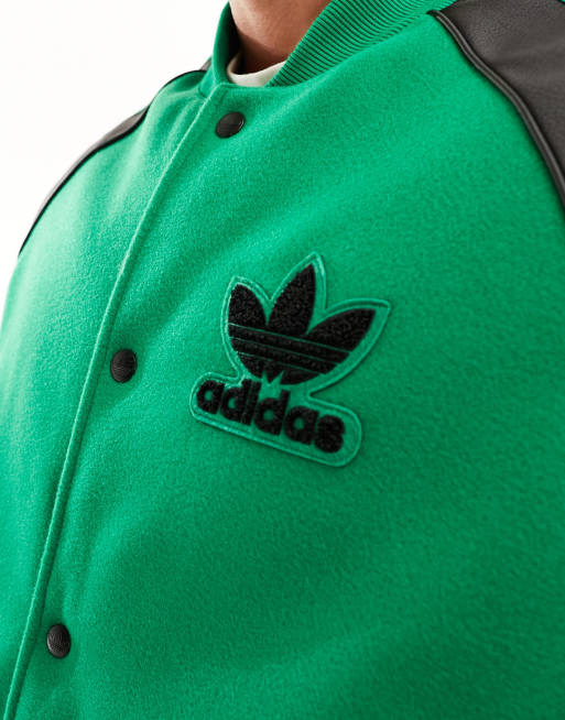 adidas Originals Superstar baseball shirt in black and green