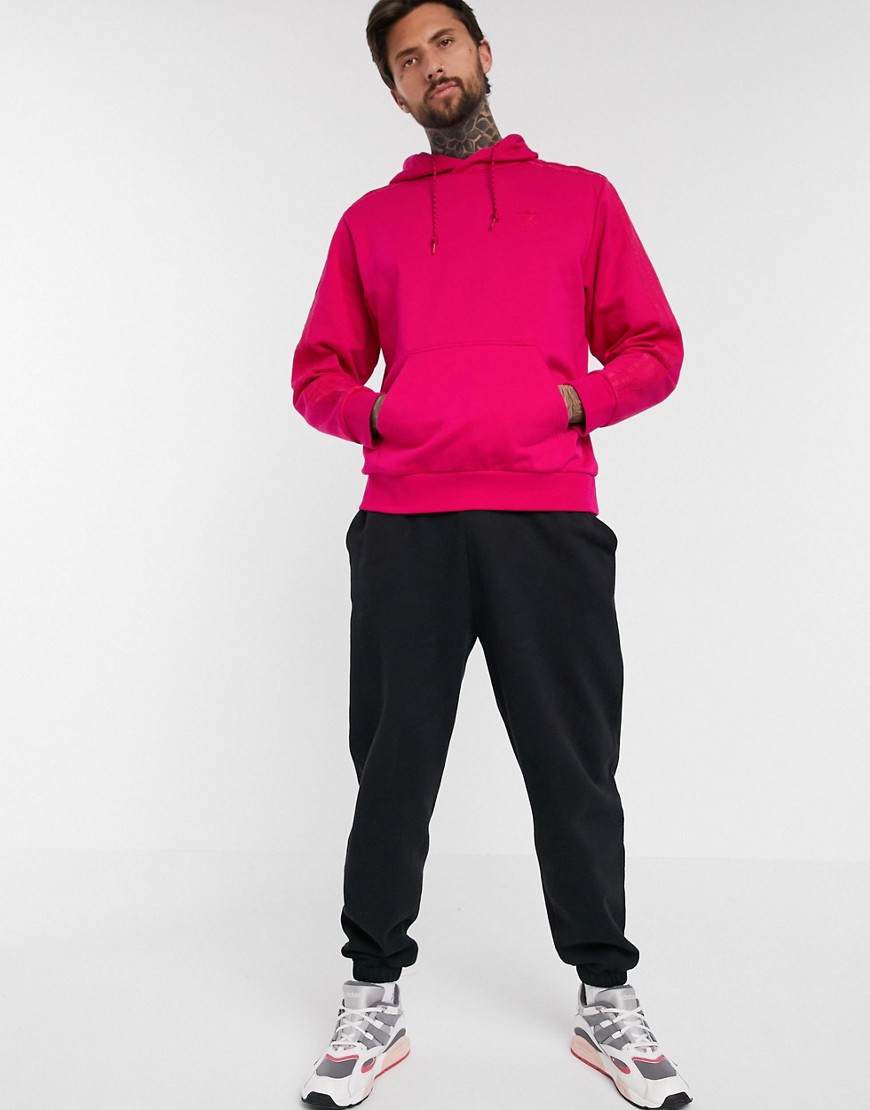Adidas originals – Winterized – Rosa huvtröja med 3 ränder