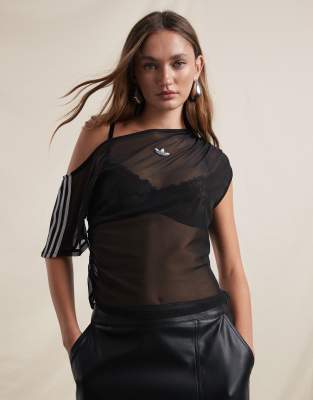 adidas Originals x ASOS - Asymmetrisches Oberteil in transparentem Schwarz