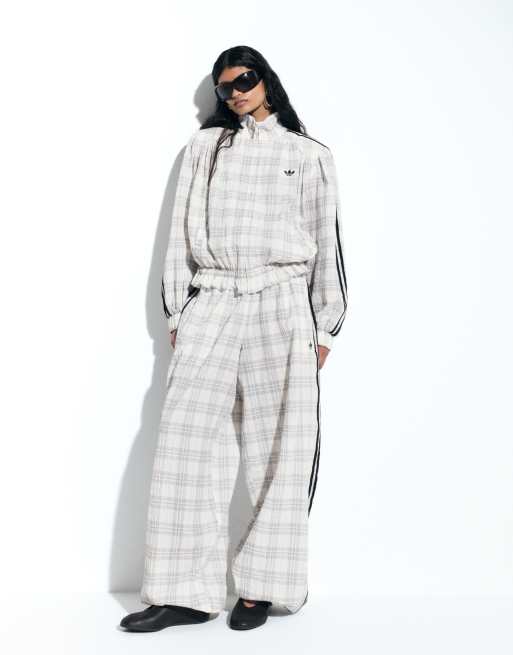 adidas Originals x ASOS track jacket with shoulder pads and balloon pant in cream check seersucker, 2 of 3