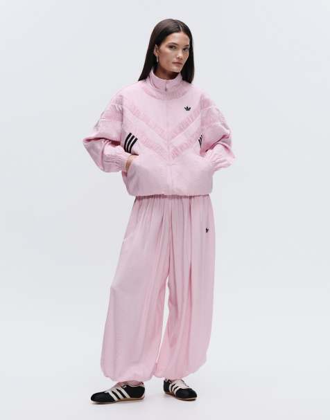 adidas Originals x ASOS balloon track pants in pink nylon mix - view 1