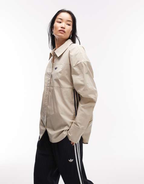 adidas Originals x ASOS - Beige skjorte med indsyning og skulderpuder - view 1