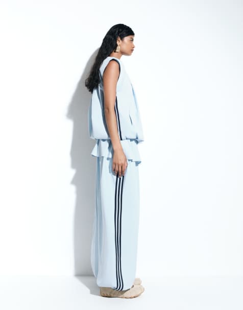 adidas Originals x ASOS – Blått set med ärmlös, bubblig träningstopp och ballongbyxor med kjolöverlager - view 1