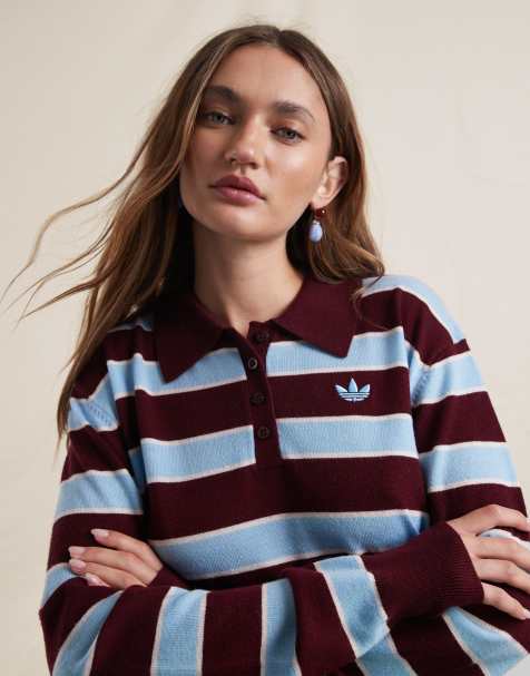 adidas Originals x ASOS - Bordeaux rugbytrøje i uld med striber - view 1