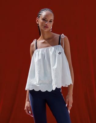 adidas Originals adidas Originals x ASOS broderie cami top in white