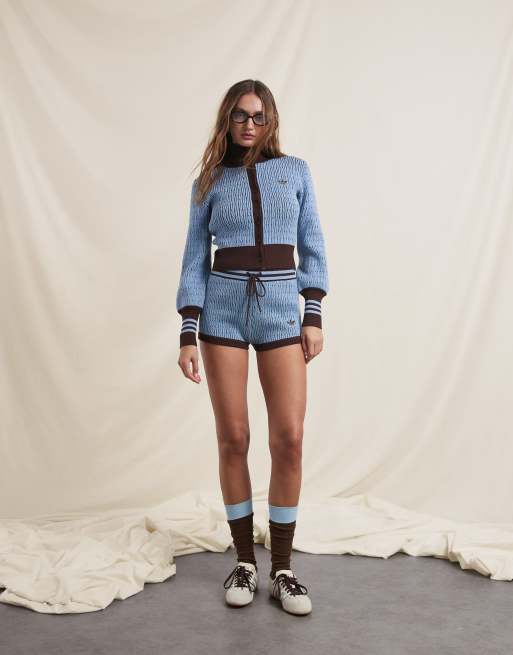 adidas Originals x ASOS cable knit track jacket in blue