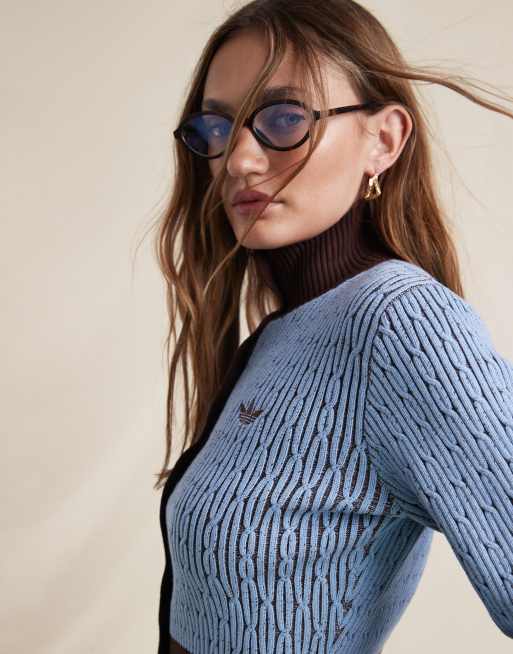 adidas Originals x ASOS cable knit track jacket in blue | ASOS
