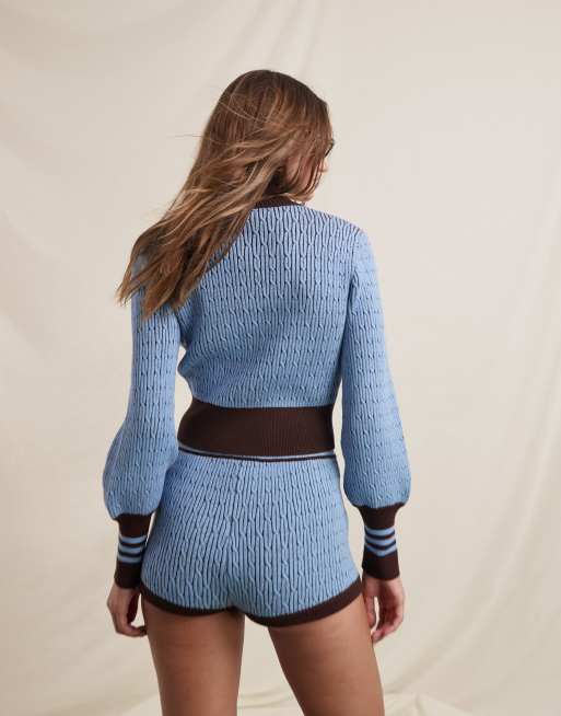 adidas Originals x ASOS cable knit track jacket in blue