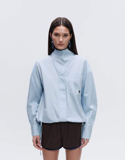 adidas Originals x ASOS - Camicia blu con collo a imbuto - view 1
