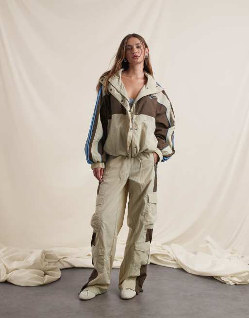 adidas Originals x ASOS cargo track pants in beige nylon