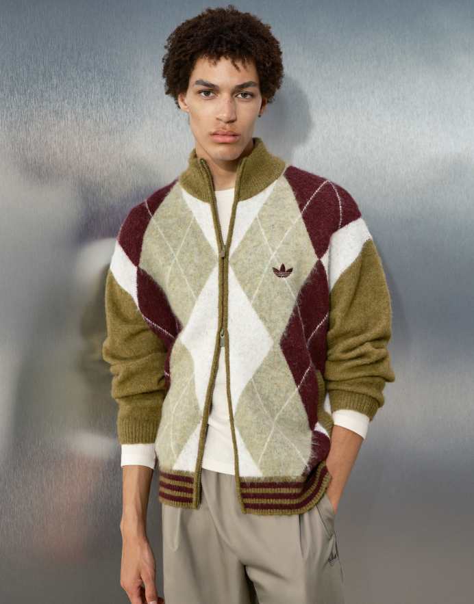 adidas Originals x ASOS cazadora de chándal extragrande de punto de rombos verde con lana