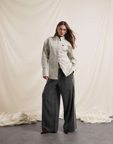 adidas Originals x ASOS cinched shirt with shoulder pads in beige - view 1