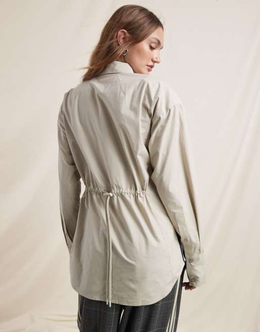 adidas Originals x ASOS cinched shirt with shoulder pads in beige