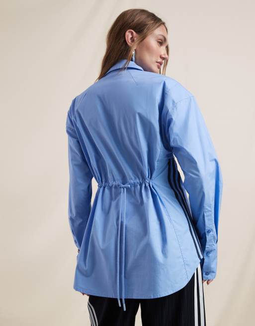 adidas Originals x ASOS cinched shirt with shoulder pads in blue