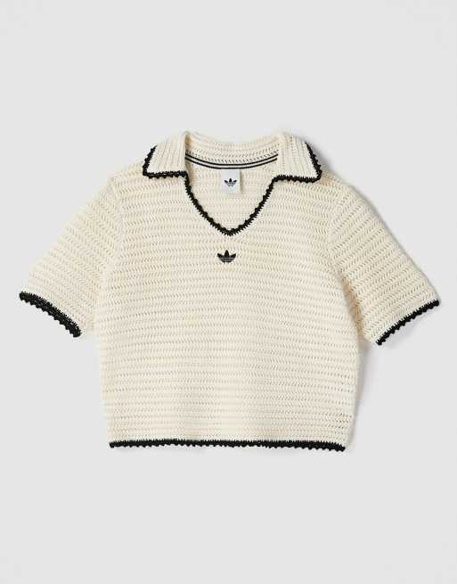 adidas Originals x ASOS crochet knitted top with contrast trim in