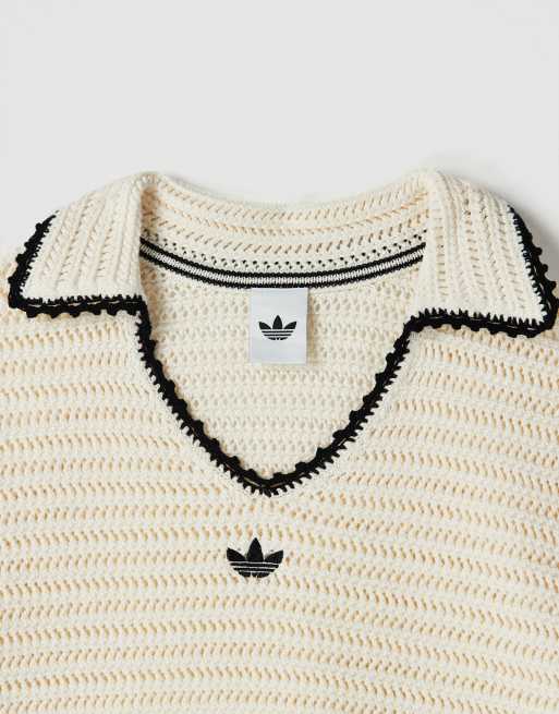 adidas Originals x ASOS crochet knitted top with contrast trim in