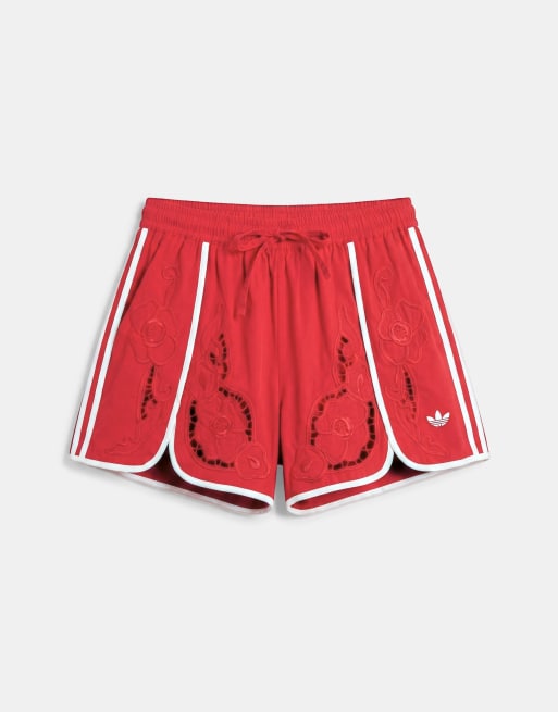 adidas Originals x ASOS cutwork sprinter shorts in red | ASOS